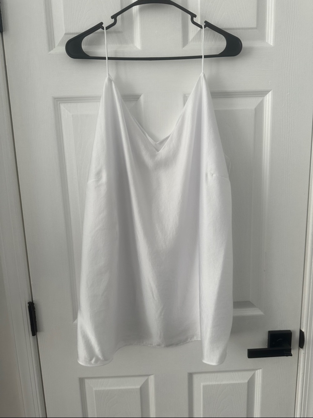 White Satin V-Neck Cami Tank worn once